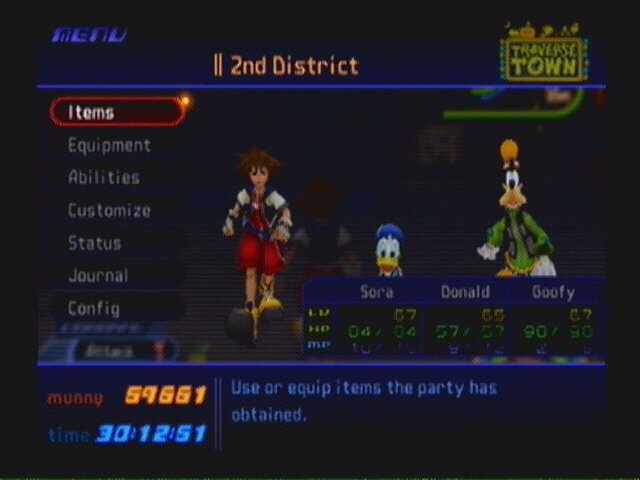 Kingdom Hearts Menu